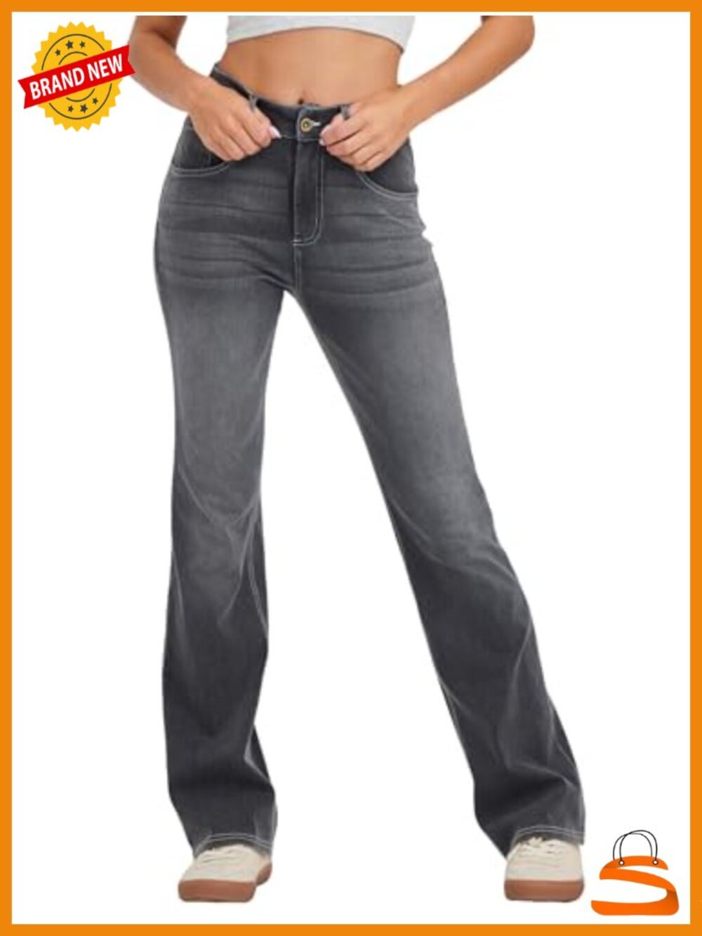 High Stretch Yoga Jeans, Skinny Bootcut with Zipper Pockets, Comfort Fit Pants